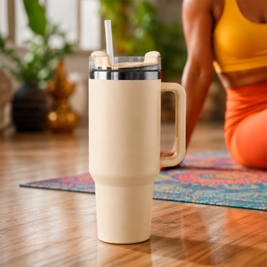 1.2L Double Walled Travel Mug with Straw