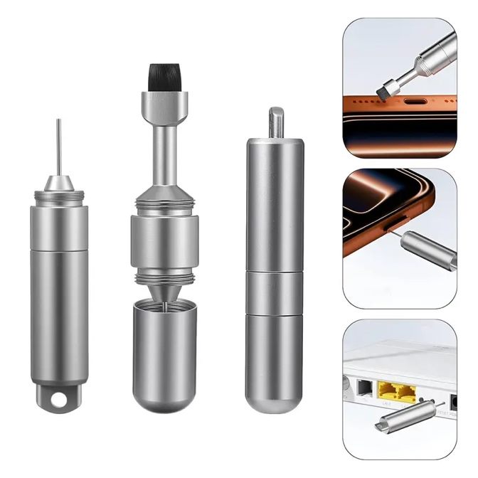 SIM ejector pin and cleaning brush keyring