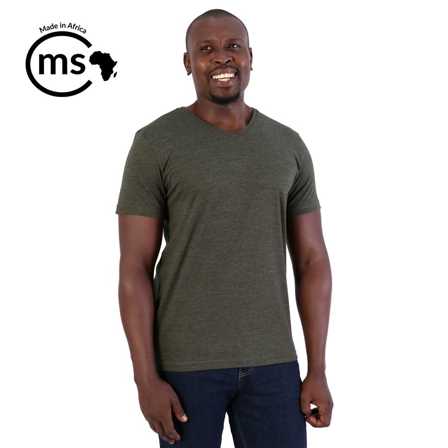 140g Urban Lifestyle V-Neck T-Shirt - Army green melange - While Stocks Last
