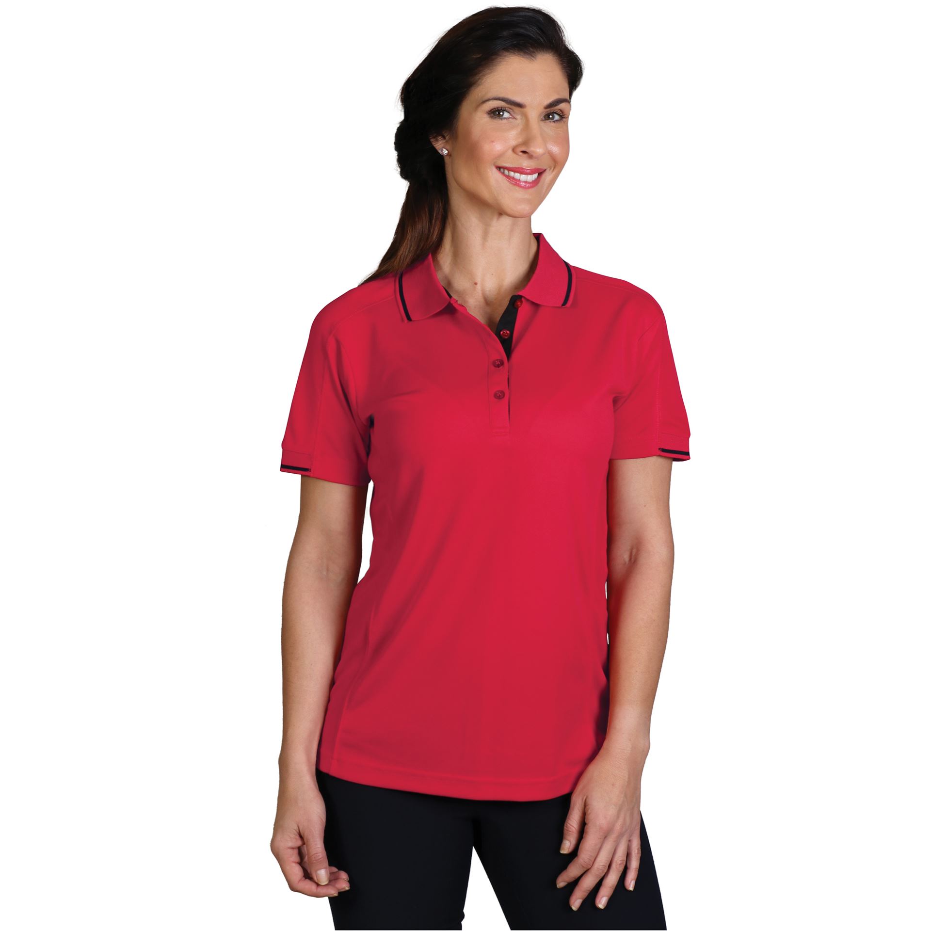 Ladies Synergy Polo - Red/Black - End Of Range