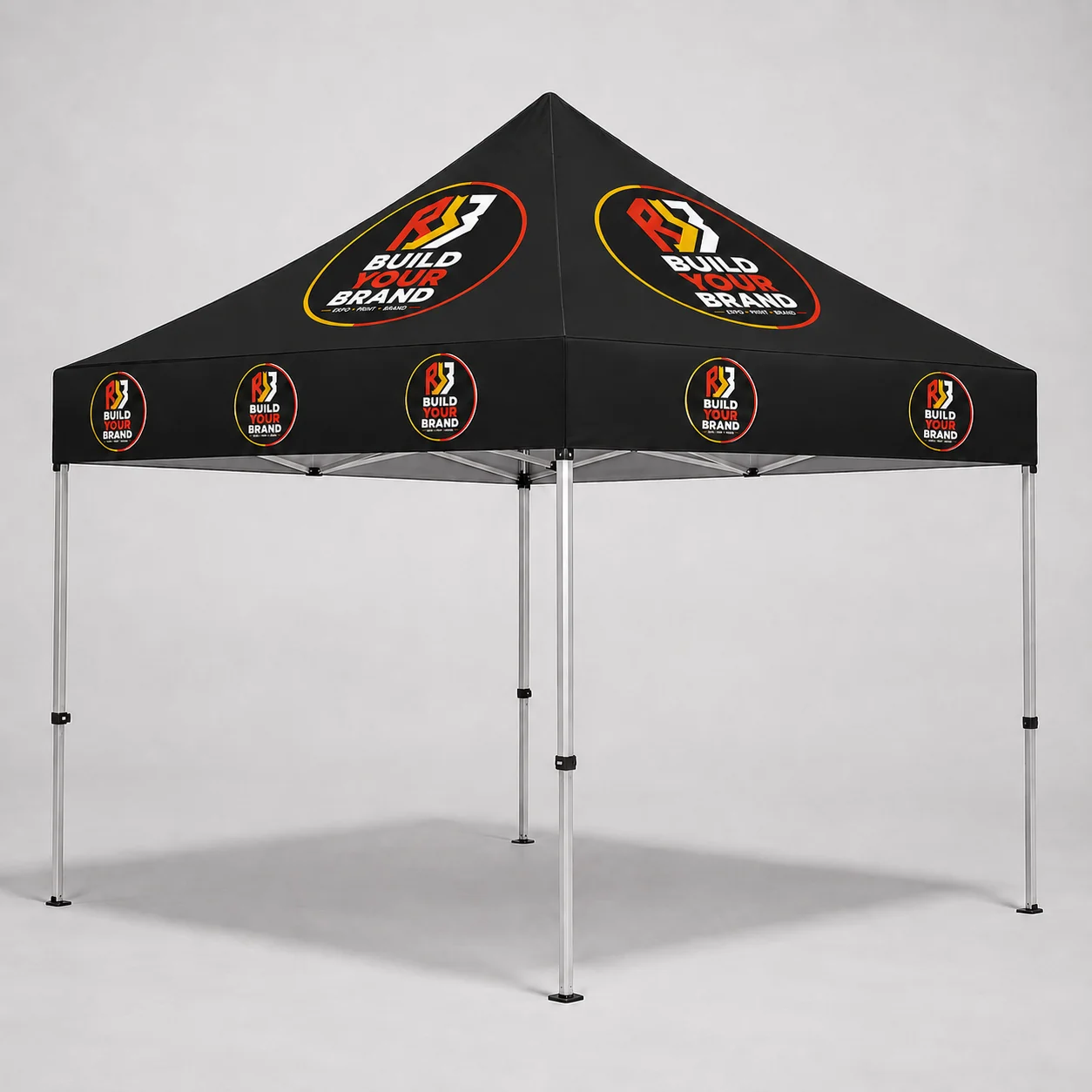 Build Your Brand 1m x 1m c/w Shelf Tower Alu Fusion Hexagon Leg Gazebo - Complete