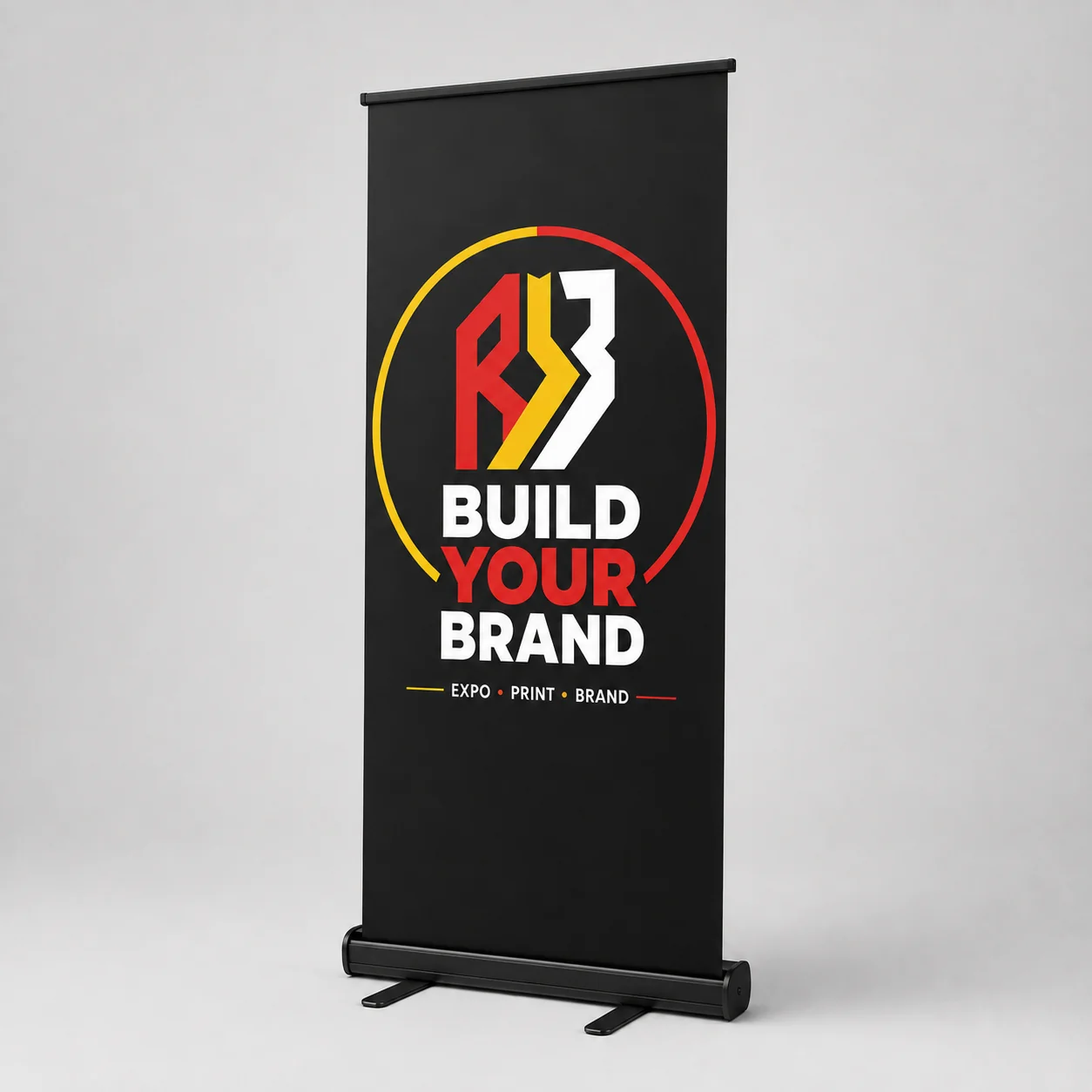 Build Your Brand Matt Black Standard Pull-Up Banner - Complete