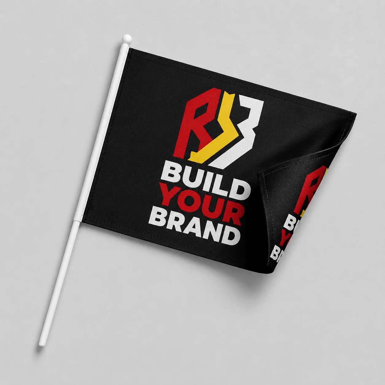 Build Your Brand 150mm x 100mm Hand-Held Flag with Stick (Minimum Order 20) - Double Sided
